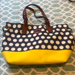 Large Dooney & Bourke Blue/Yellow Shopper Tote